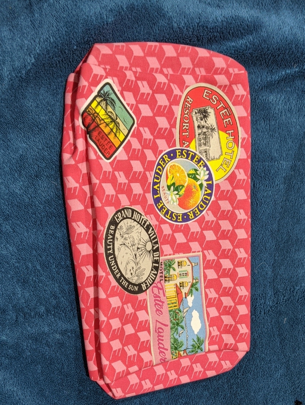 Estee Lauder Pink Travel Sticker Cosmetic Pouch